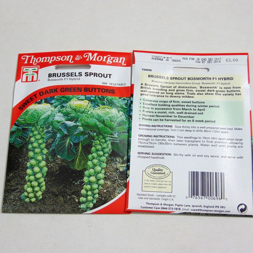 Exemple de spécimen de Chou de Bruxelles Bosworth F1 le sachet de 30 graines tel que livré