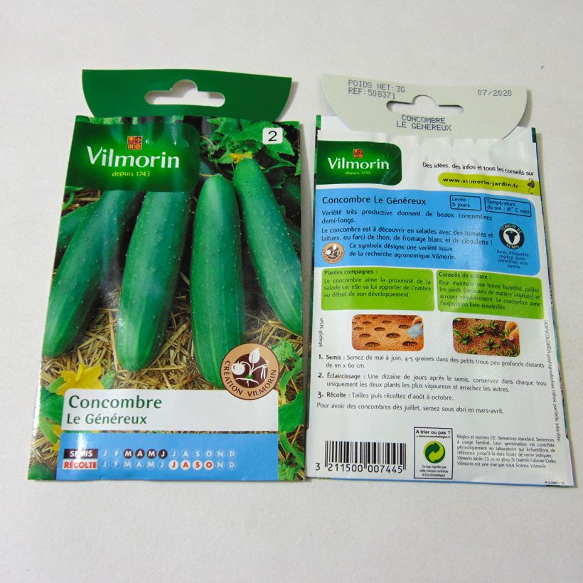 Exemple de spécimen de Concombre Le Généreux (Création Vilmorin) - Vilmorin le sachet de 105 graines (3g) tel que livré