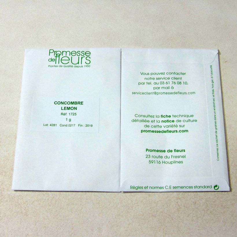 Exemple de spécimen de Concombre Lemon - Cucumis sativus le sachet de +/- 30 ? 40 graines (minimum 1g) tel que livré
