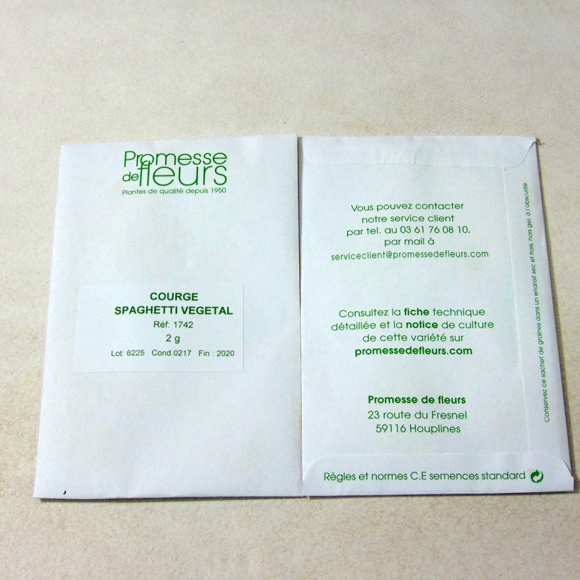 Exemple de spécimen de Courge Spaghetti végétal - Cucurbita pepo le sachet de +/- 12 ? 15 graines (minimum 2g) tel que livré