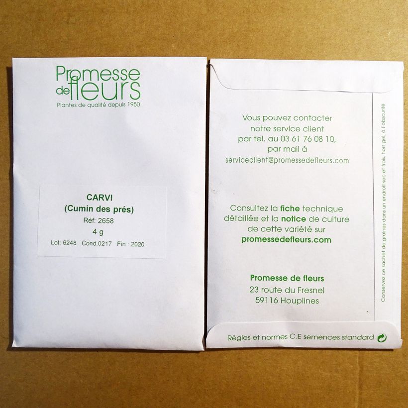 Exemple de spécimen de Cumin des prés ou Carvi - graines le sachet de 1250 graines (minimum 4g) tel que livré