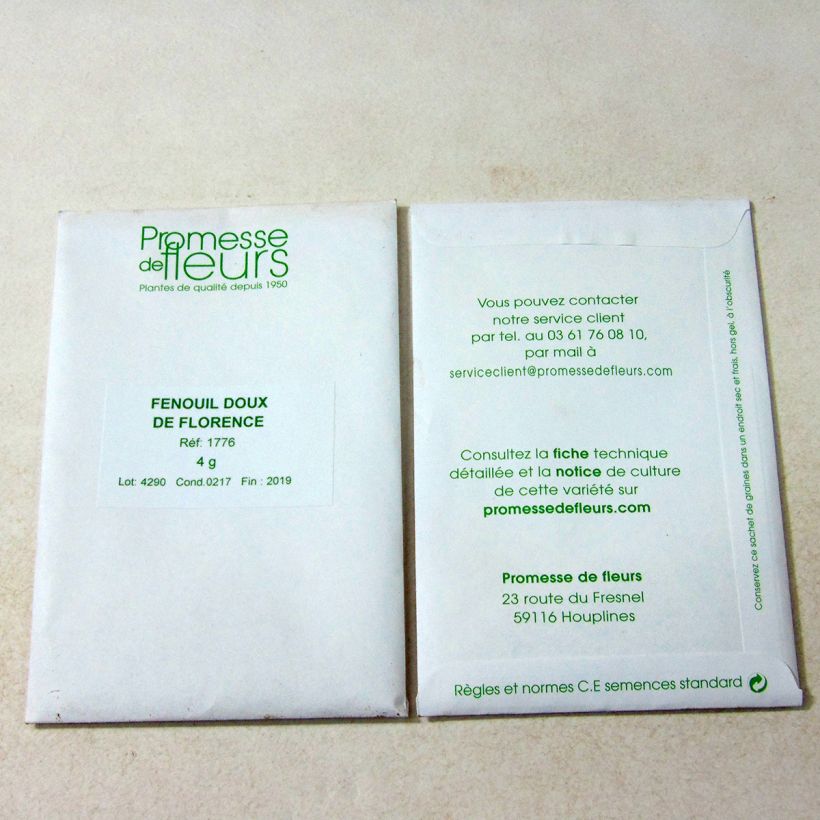 Exemple de spécimen de Fenouil doux de Florence le sachet de 700 graines (4g) tel que livré