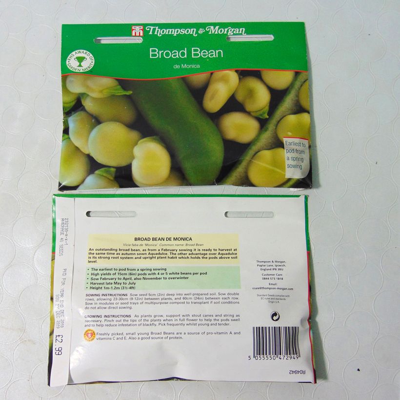 Exemple de spécimen de Fève De Monica le sachet de 40 graines tel que livré