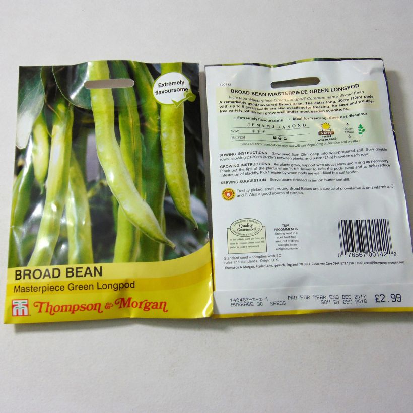 Exemple de spécimen de Fève Masterpiece Green Longpod le sachet de 30 graines tel que livré