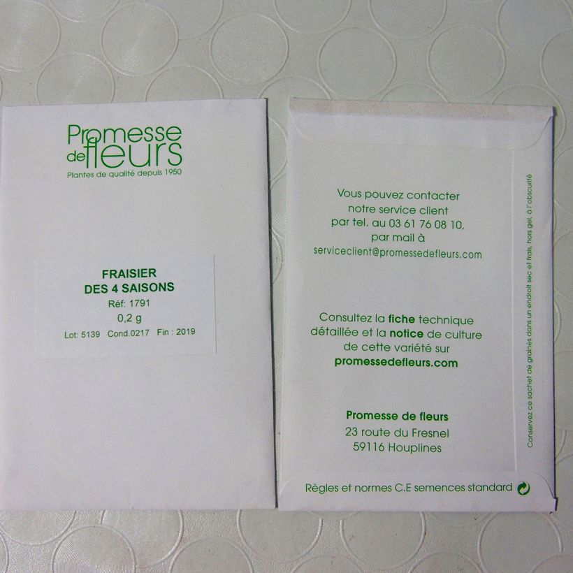 Exemple de spécimen de Fraisier des 4 saisons -  Fraise des bois le sachet de 600 graines (0,2g) tel que livré