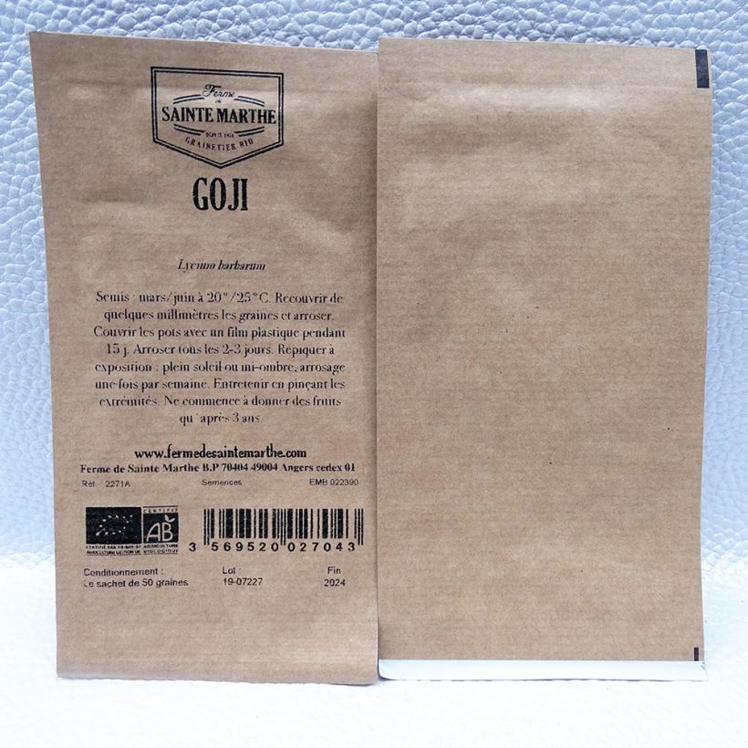Exemple de spécimen de Goji Bio - Ferme de Sainte Marthe le sachet de 50 graines tel que livré