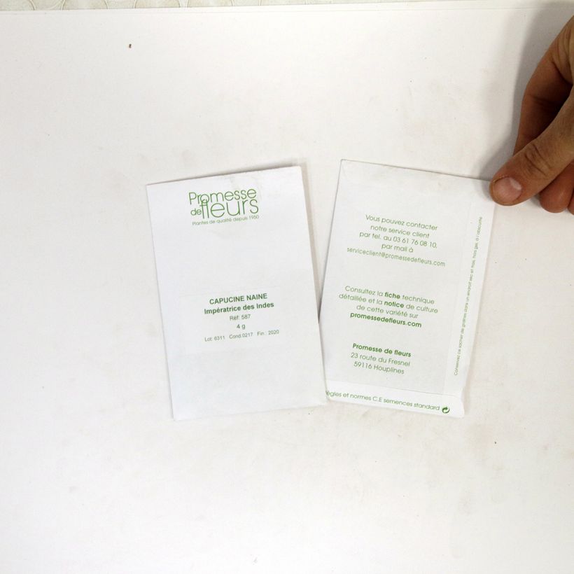 Exemple de spécimen de Graines de Capucine naine Impératrice des Indes - Tropaeolum majus le sachet de +/- 30 graines (minimum 4g) tel que livré