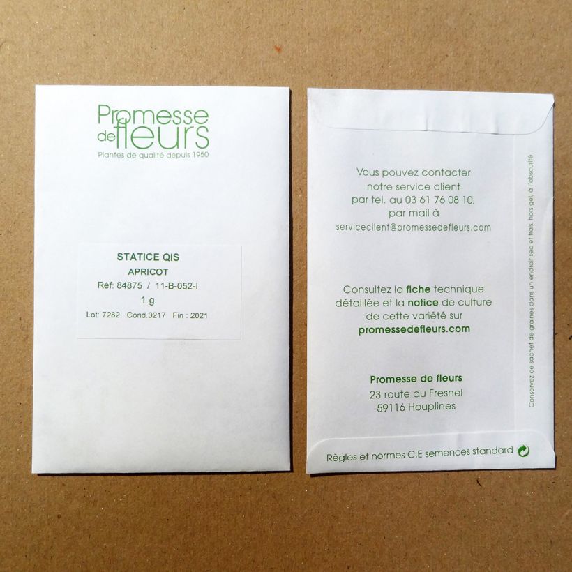 Exemple de spécimen de Graines de Statice QIS Apricot - Limonium sinuatum le sachet de +/- 100 graines (minimum 0,4g) tel que livré