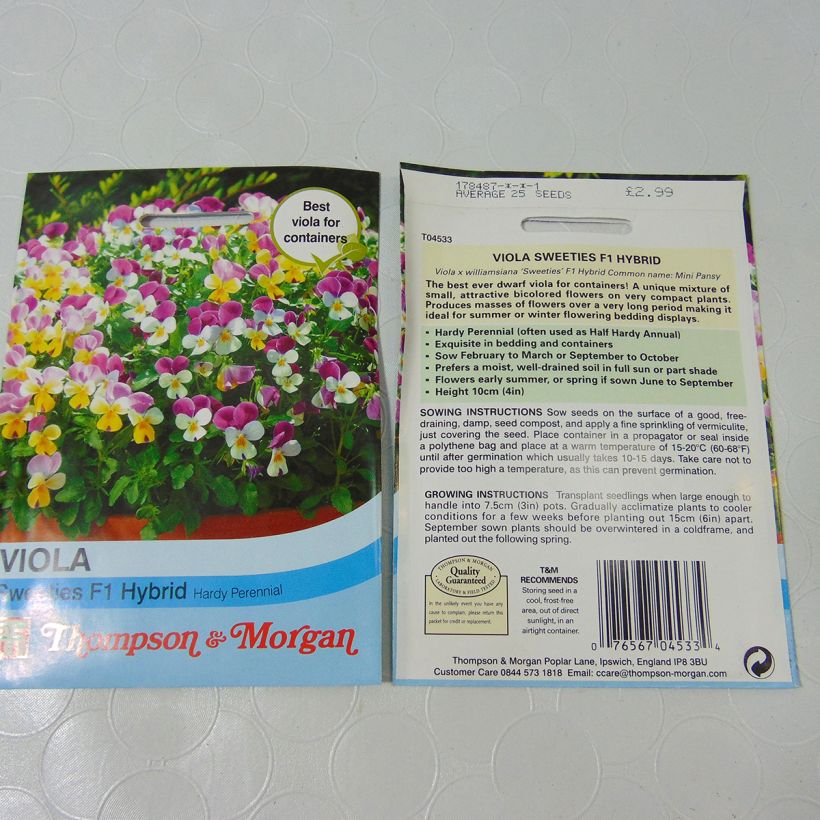 Exemple de spécimen de Graines de Viola Sweeties F1 en mélange le sachet de 30 graines tel que livré