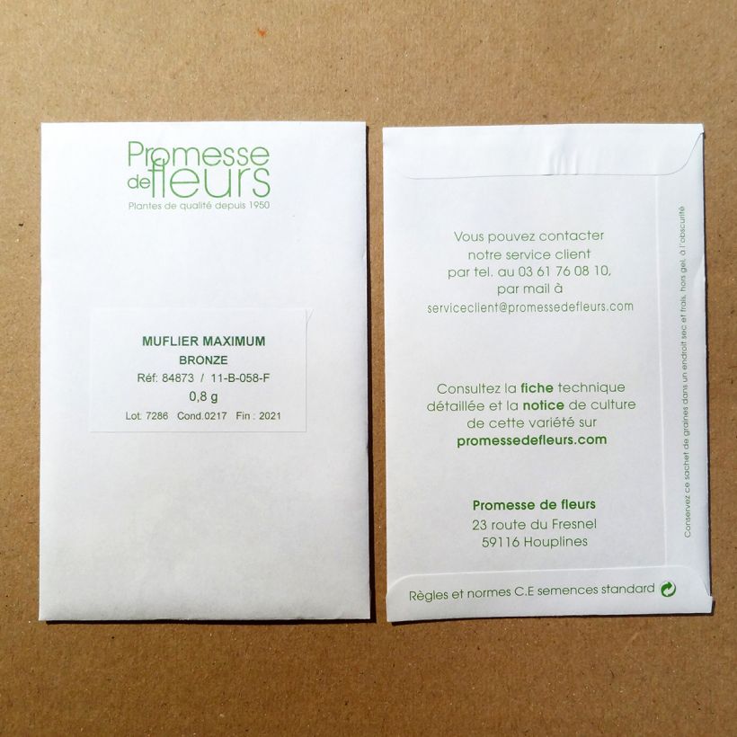 Exemple de spécimen de Graines de Muflier Maximum Bronze - Antirrhinum majus le sachet de +/- 2550 graines (minimum 0,4g) tel que livré