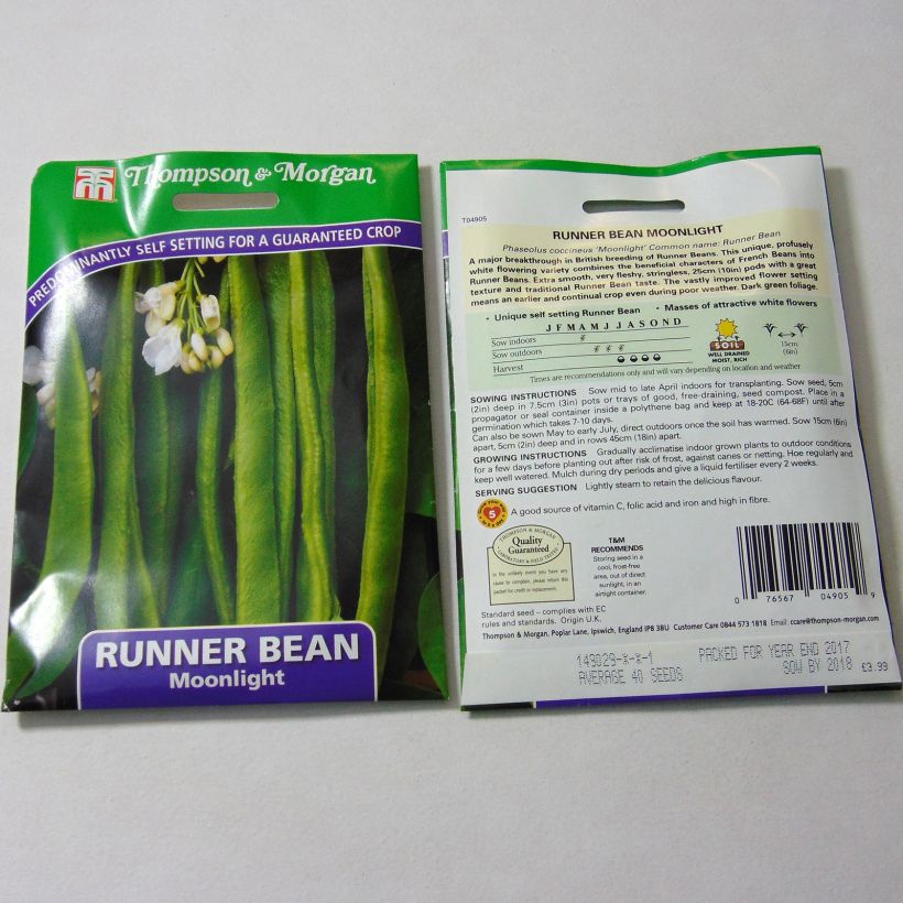 Exemple de spécimen de Haricot d'Espagne Moonlight - Haricot-fleur le sachet de 45 graines tel que livré
