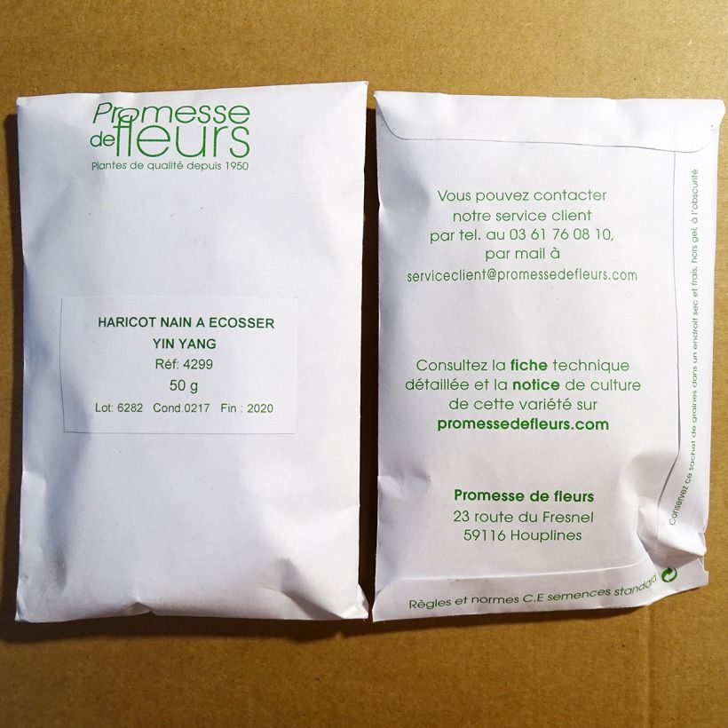 Exemple de spécimen de Haricot nain Yin-Yang Starazagorski à écosser le sachet de 90 graines (minimum 50g) tel que livré