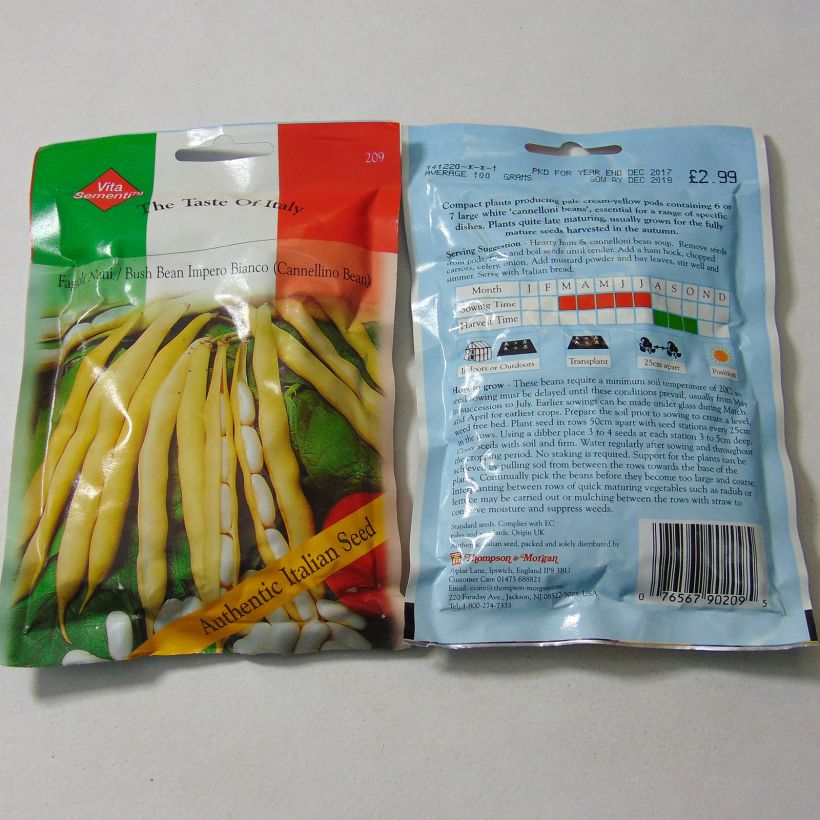 Exemple de spécimen de Haricot nain à écosser Impero Bianco le sachet de 200 graines (100g) tel que livré