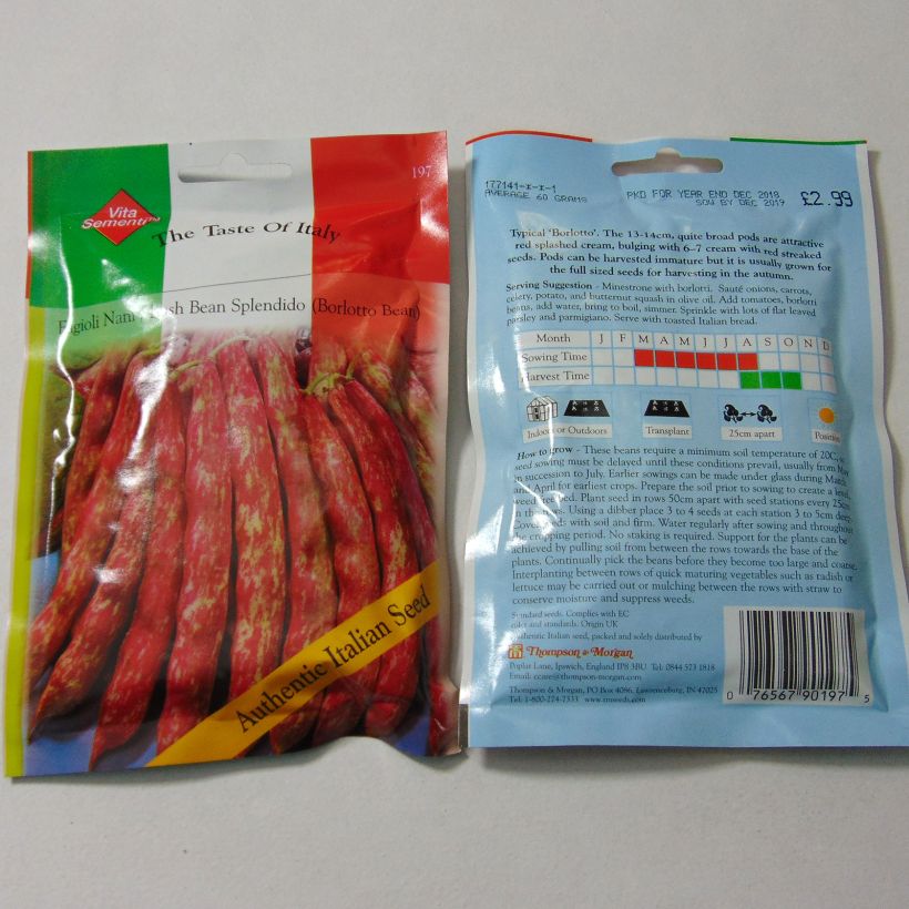 Exemple de spécimen de Haricot nain à écosser Splendido - Haricot Borlotto le sachet de 120 graines (60g) tel que livré