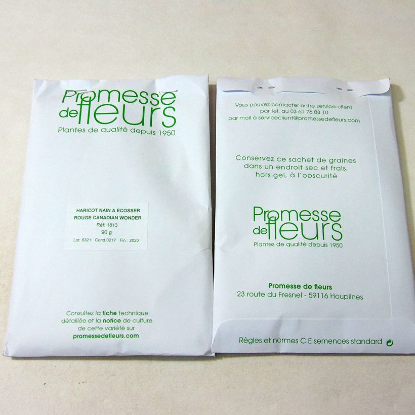 Exemple de spécimen de Haricot nain à écosser rouge Canadian Wonder le sachet de +/- 150 graines (minimum 90g) tel que livré