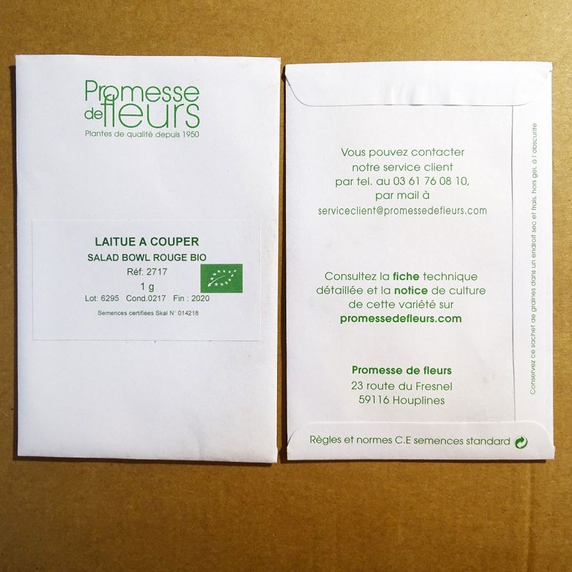 Exemple de spécimen de Laitue à couper Red Salad Bowl Bio le sachet de +/- 850 graines (minimum 1g) tel que livré
