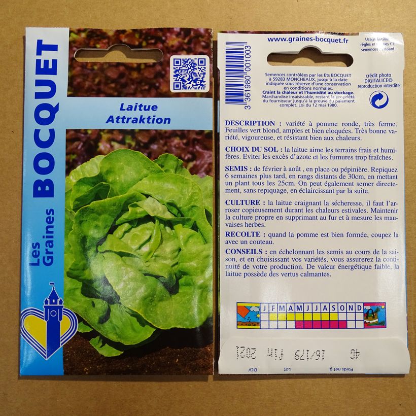 Exemple de spécimen de Laitue pommée Attraktion le sachet de 3200 graines (4g) tel que livré