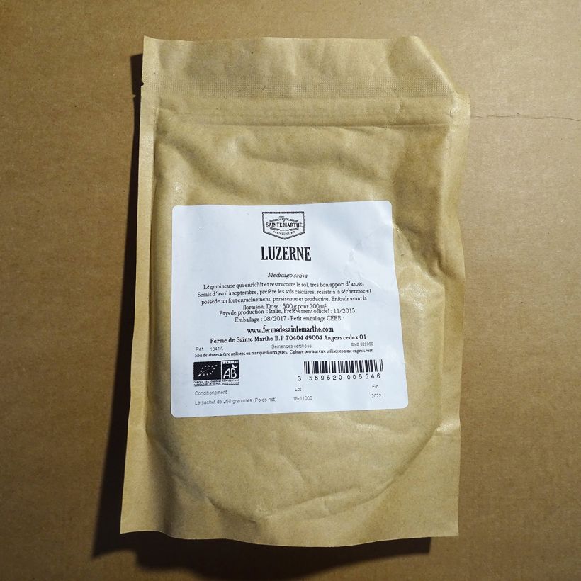 Exemple de spécimen de Luzerne Bio - Engrais vert le sachet de 500 graines (150g) tel que livré