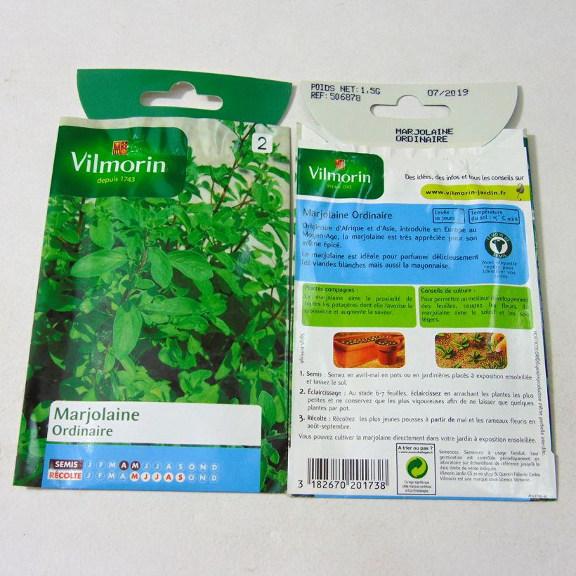 Exemple de spécimen de Marjolaine ordinaire - Vilmorin le sachet de 12000 graines (1g) tel que livré