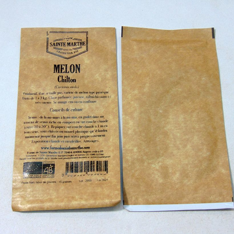 Exemple de spécimen de Melon Chilton Bio - Ferme de Sainte Marthe le sachet de 15 graines tel que livré