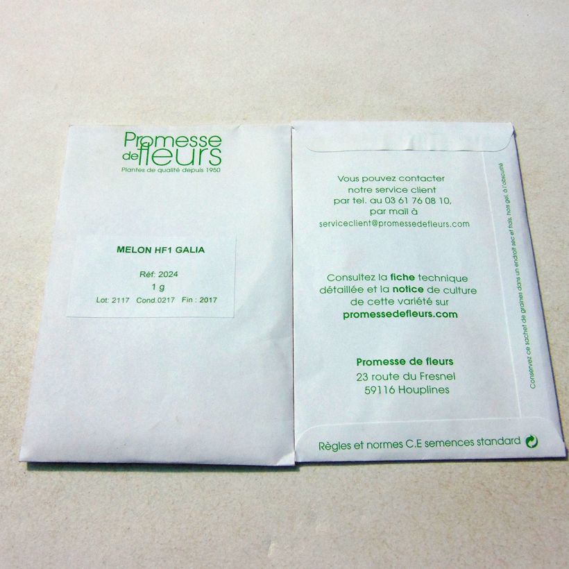 Exemple de spécimen de Melon Galia F1 le sachet de +/- 20 ? 30 graines (minimum 1g) tel que livré