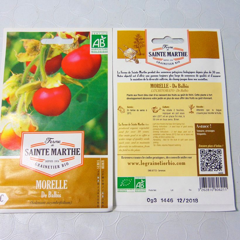 Exemple de spécimen de Morelle de Balbis Bio - Ferme de Sainte Marthe le sachet de 70 graines tel que livré