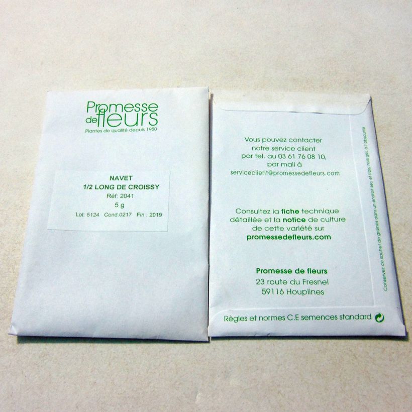 Exemple de spécimen de Navet 1/2 Long de Croissy - Brassica rapa le sachet de 2000 graines (5g) tel que livré