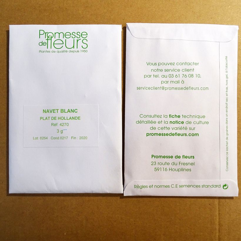 Exemple de spécimen de Navet Blanc plat de Hollande le sachet de +/- 1200 graines (minimum 3g) tel que livré