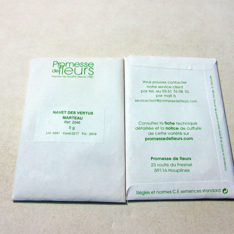 Exemple de spécimen de Navet des Vertus Marteau - Brassica rapa le sachet de 2000 graines (5g) tel que livré