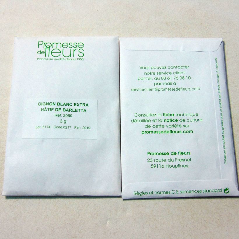 Exemple de spécimen de Oignon Blanc extra hâtif de Barletta - Allium cepa le sachet de +/- 600 graines (minimum 3g) tel que livré