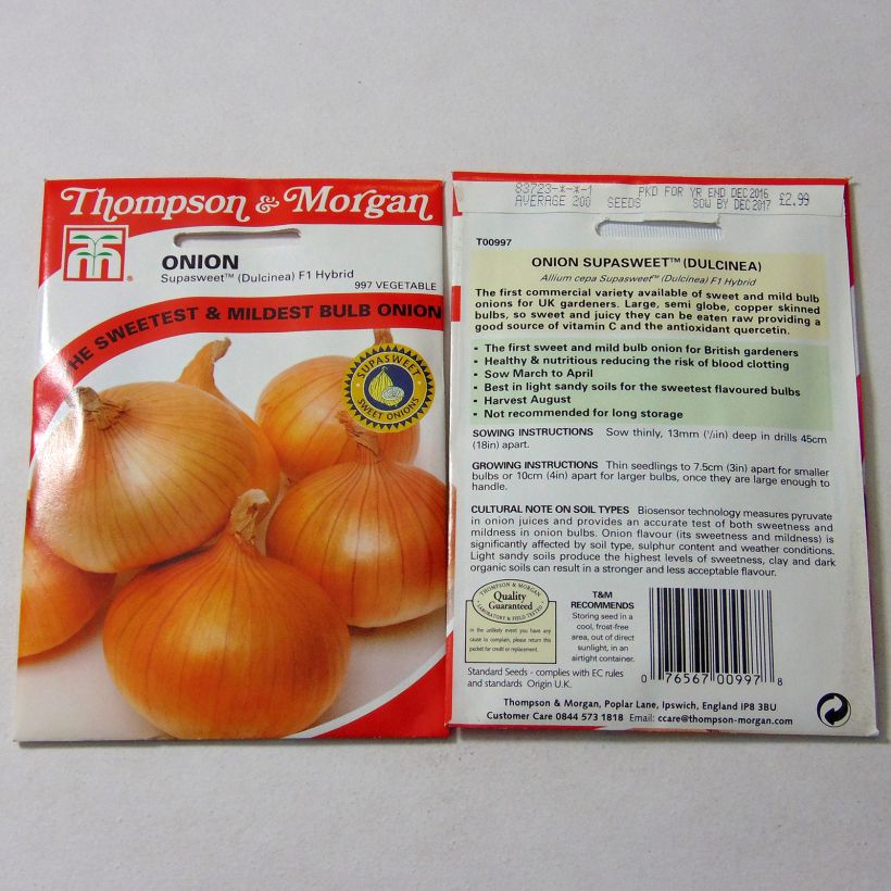 Exemple de spécimen de Oignon Supasweet - Allium cepa le sachet de 200 graines tel que livré