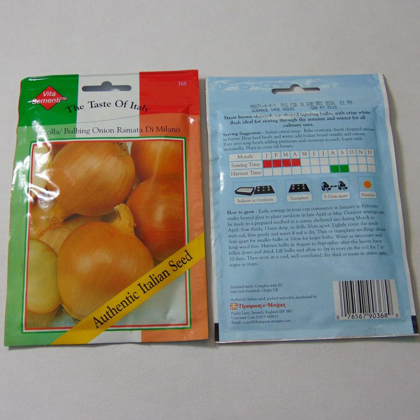 Exemple de spécimen de Oignon jaune Ramata di Milano - Allium cepa le sachet de 1400 graines tel que livré