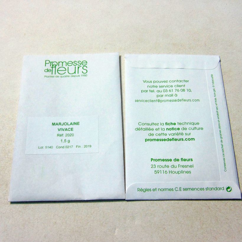 Exemple de spécimen de Origan - Marjolaine vivace le sachet de +/- 10000 graines (minimum 1,5g) tel que livré
