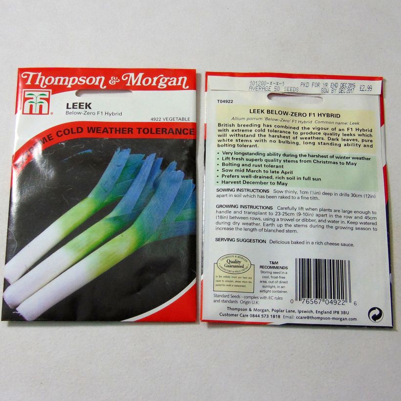Exemple de spécimen de Poireau Below-Zero F1 le sachet de 50 graines tel que livré