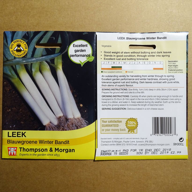 Exemple de spécimen de Poireau Blauwgroene Winter - Bandit le sachet de 250 graines tel que livré