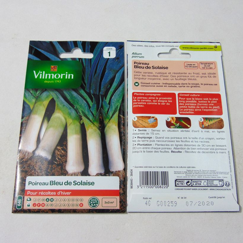 Exemple de spécimen de Poireau Bleu de Solaise - Vilmorin le sachet de 1000 graines (4g) tel que livré