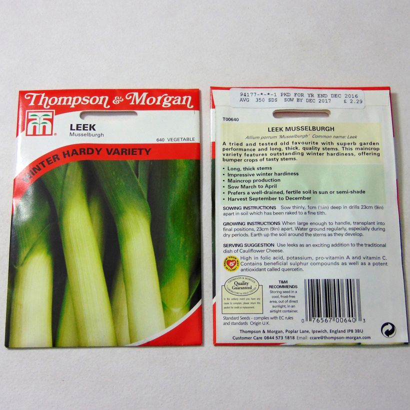 Exemple de spécimen de Poireau Musselburgh le sachet de 350 graines tel que livré