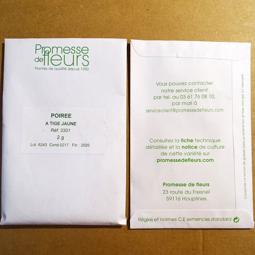 Exemple de spécimen de Poirée à tige jaune le sachet de +/- 80 graines (minimum 2g) tel que livré