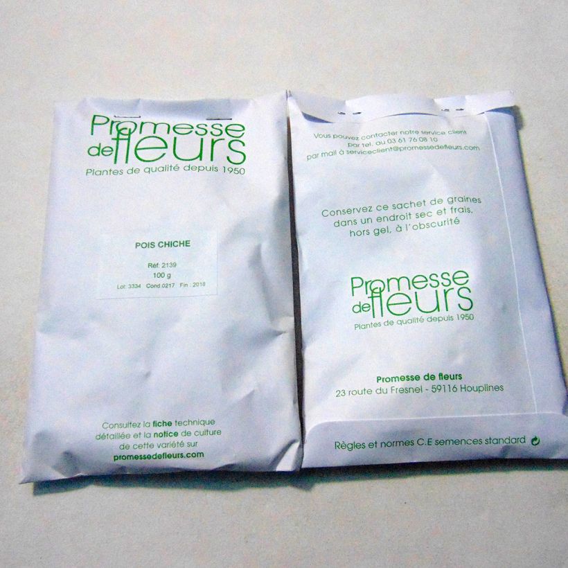 Exemple de spécimen de Pois chiche - Cicer arietinum le sachet de +/- 250 graines (minimum 100g) tel que livré