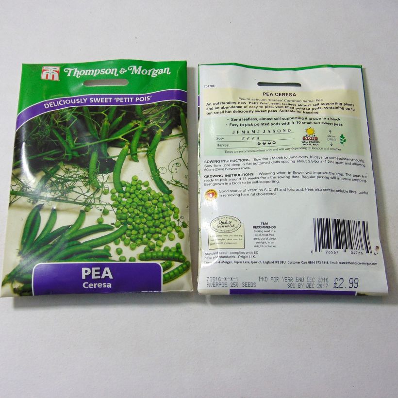 Exemple de spécimen de Pois nain Ceresa   le sachet de 250 graines tel que livré
