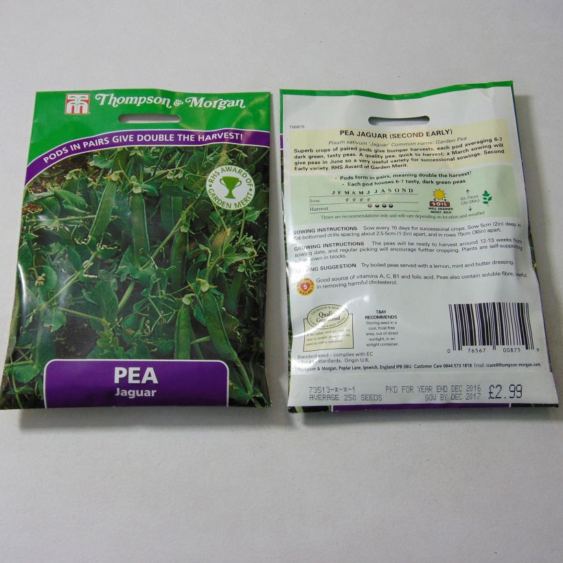 Exemple de spécimen de Pois nain Jaguar le sachet de 250 graines tel que livré