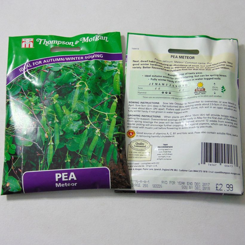 Exemple de spécimen de Pois nain Meteor le sachet de 250 graines tel que livré