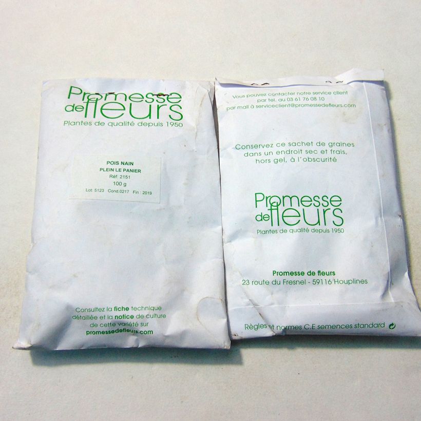 Exemple de spécimen de Pois nain Plein le Panier (grains ronds) - Pisum sativum le sachet de +/- 250 graines (minimum 100g) tel que livré