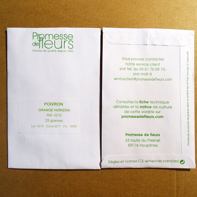 Exemple de spécimen de Poivron Orange Horizon le sachet de 25 graines tel que livré