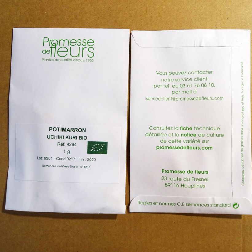 Exemple de spécimen de Potiron Potimarron Uchiki Kuri BIO le sachet de +/- 6 ? 10 graines (minimum 2g) tel que livré