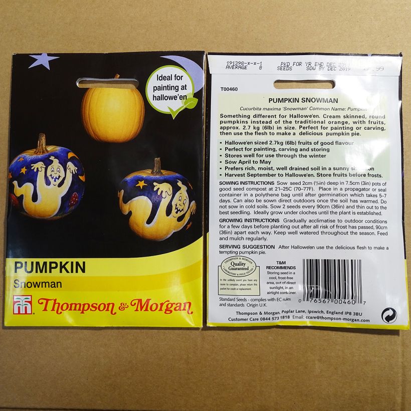 Exemple de spécimen de Potiron Snowman le sachet de 8 graines tel que livré