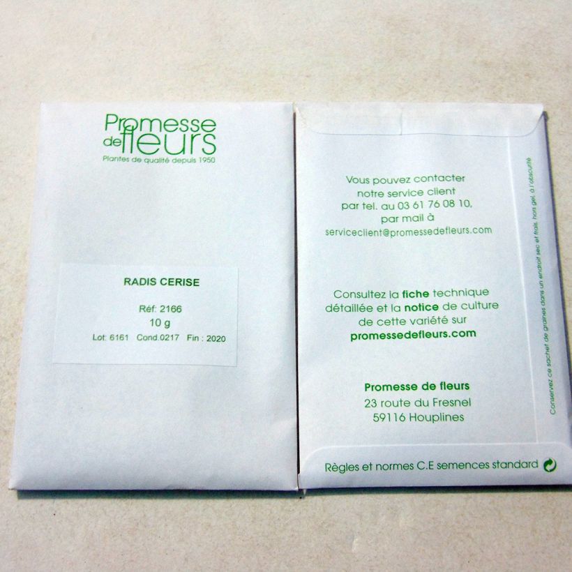 Exemple de spécimen de Radis Cerise - Raphanus sativus le sachet de +/- 1000 graines (minimum 10g) tel que livré