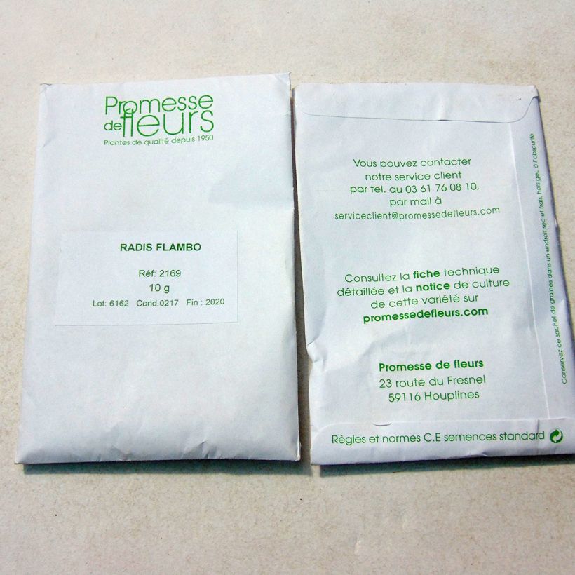Exemple de spécimen de Radis Flambo - Raphanus sativus le sachet de 1000 graines (10g) tel que livré