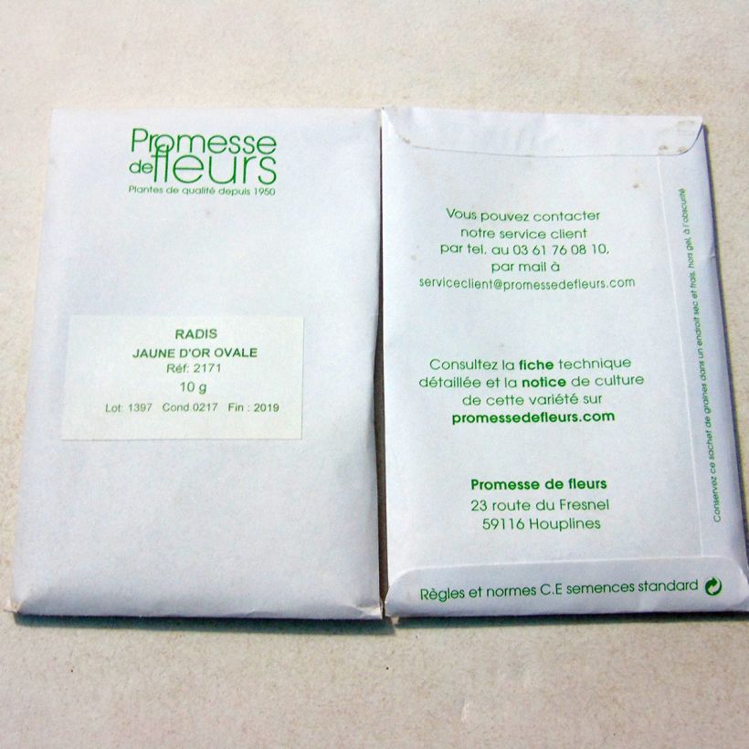 Exemple de spécimen de Radis Jaune d'or ovale - Raphanus sativus le sachet de 800 graines (10g) tel que livré