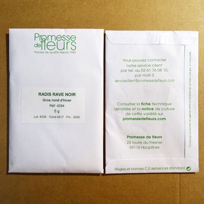 Exemple de spécimen de Radis Noir Gros Rond d'Hiver le sachet de +/- 500 graines (minimum 5g) tel que livré